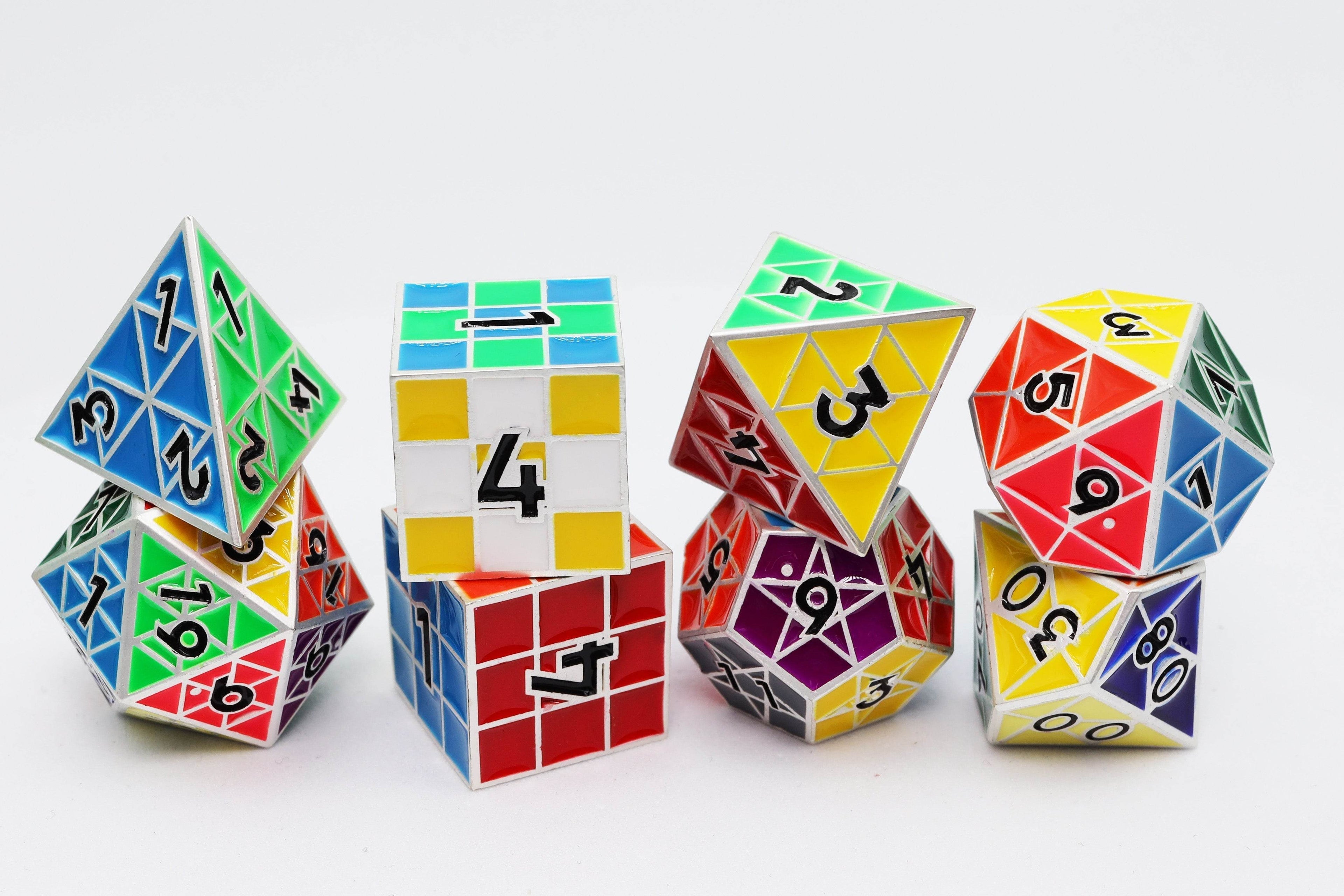 Puzzle Cube: Silver - Metal 8 piece Dice Set - 