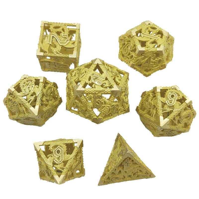 (Base Brass) Deadly Dragon Dice: Shards of Oblivion Hollow Metal - 7-Dice Set