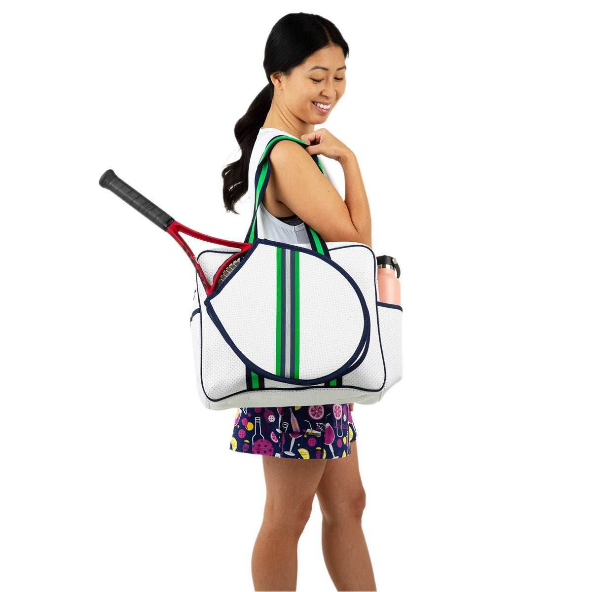 Hampton Tennis Bag - Greenwich Green Stripe