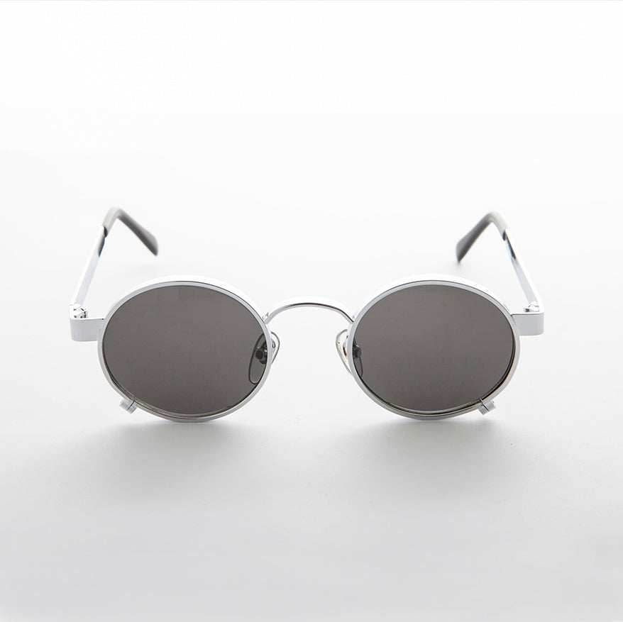 Round Steampunk Vintage Thick Rim Sunglass Goggle - Rankin 1 - Matte Black