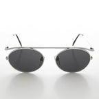 Steampunk 90s Metal Aviator Vintage Sunglass - Raven - Bronze