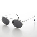 Steampunk 90s Metal Aviator Vintage Sunglass - Raven - Silver