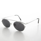Steampunk 90s Metal Aviator Vintage Sunglass - Raven - Silver