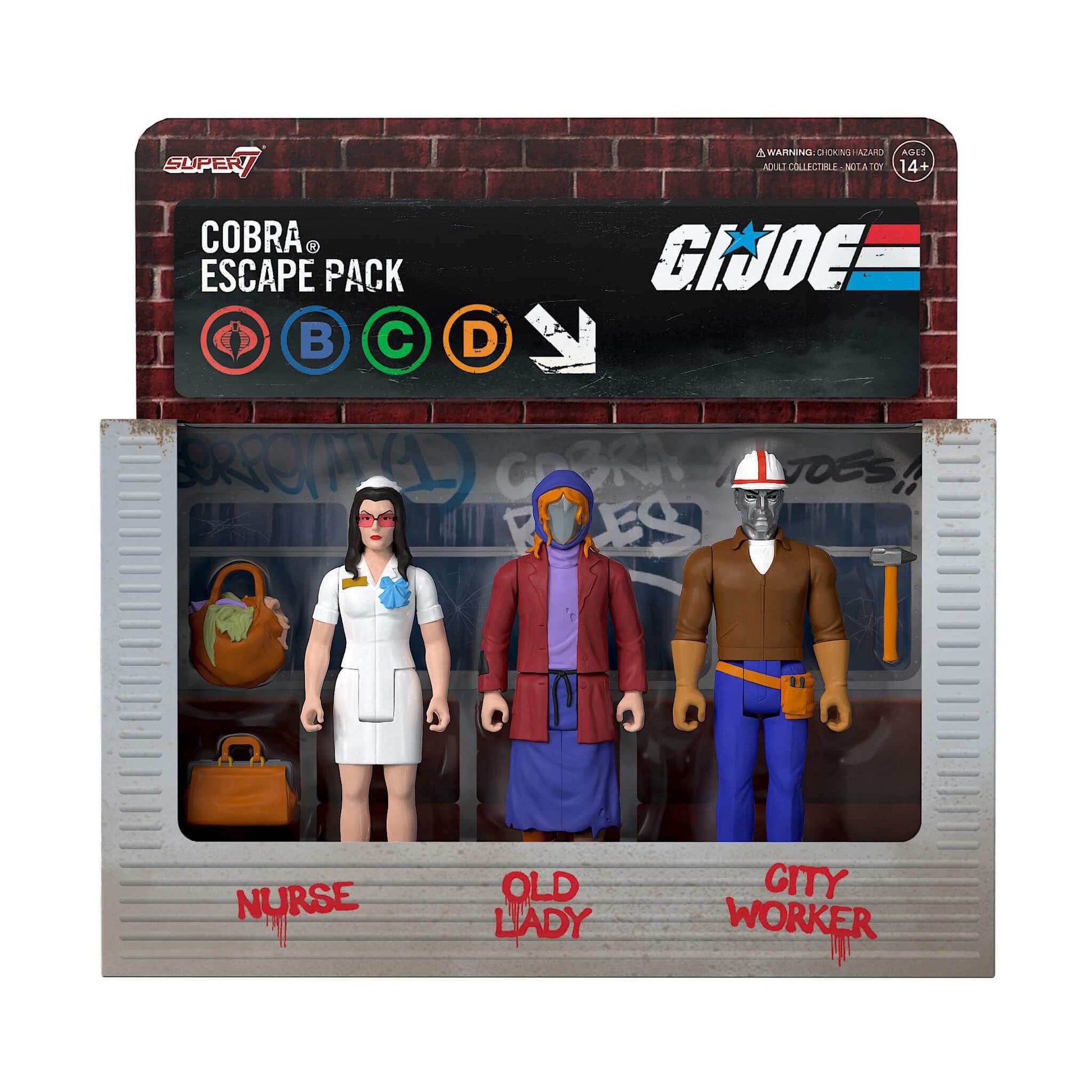 Super7 x G.I. Joe Cobra Escape Pack ReAction Figure Set 3 pk - 