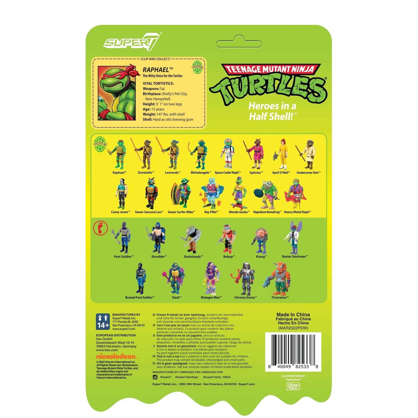 Super7 x Teenage Mutant Ninja Turtles - Raphael (Mutagen Ooze) ReAction Figure TMNT - 