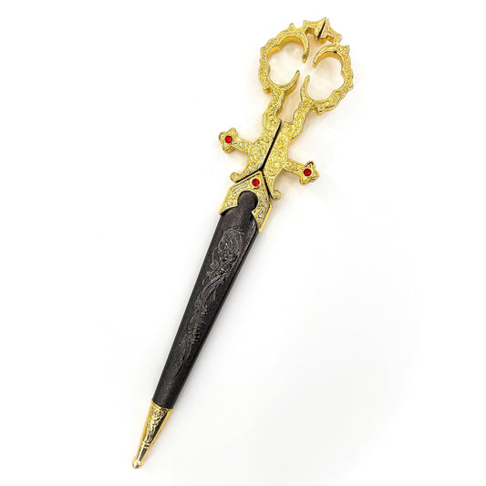 Renaissance Medieval Scissors Gold Dagger-0