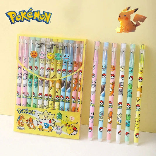 Radom 1 PCS, 6 PCS, or 12 PCS Pokemon Gel Pen Set, Anime Pikachu Erasable Writing Signature Pen, School Student Learning Supplies Stationery for Children