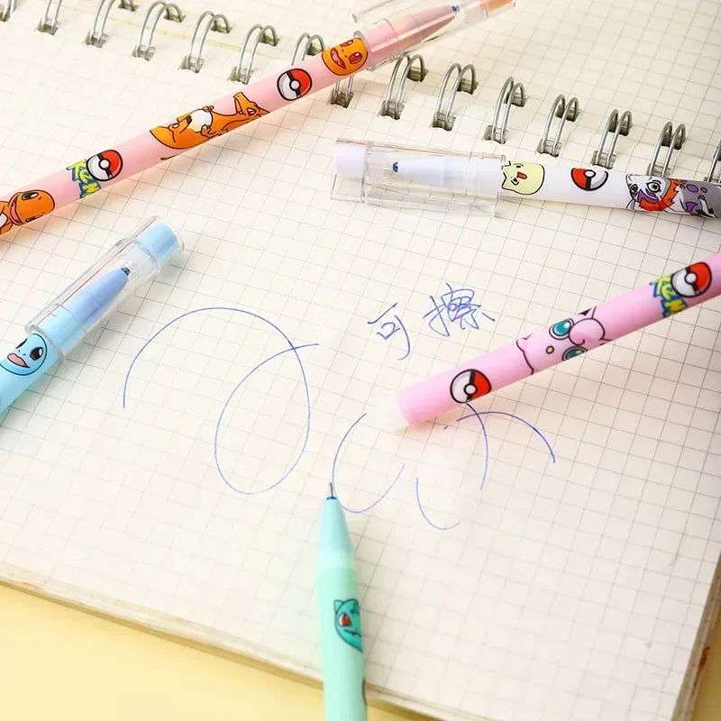Radom 1 PCS, 6 PCS, or 12 PCS Pokemon Gel Pen Set, Anime Pikachu Erasable Writing Signature Pen, School Student Learning Supplies Stationery for Children