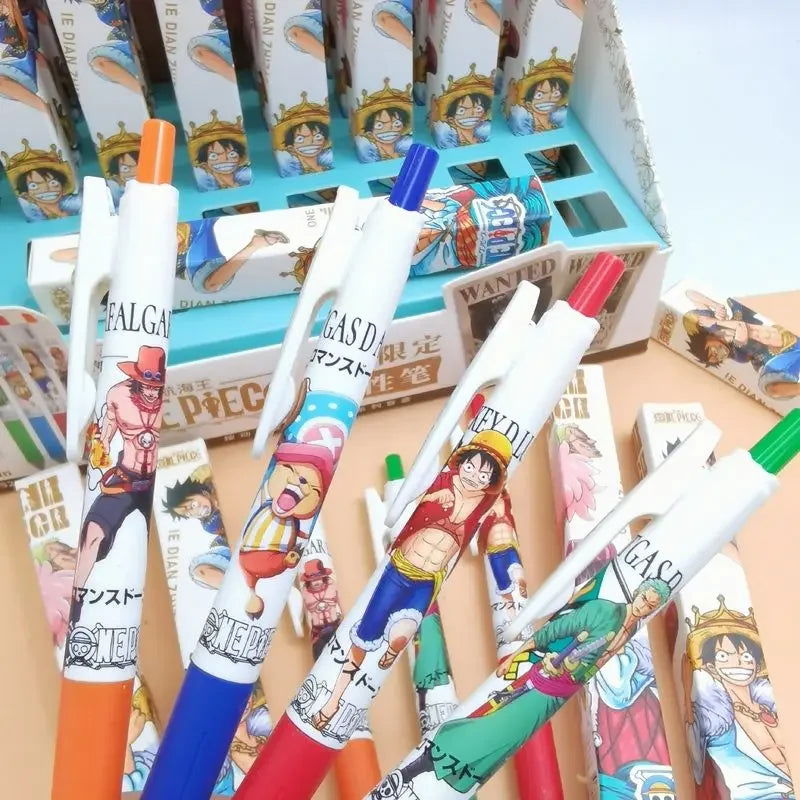 Random 1 PC Press Gel Pen, One Piece Anime Pen Creative Stationery School Student 0.5mm Black Signature
