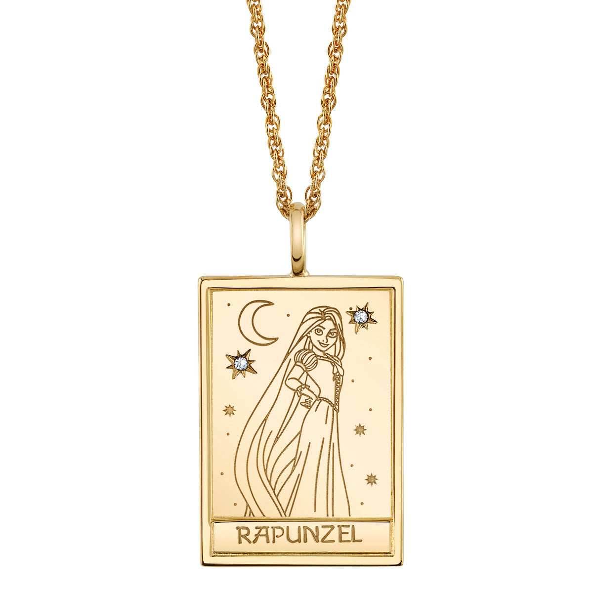 Disney X RockLove TANGLED Rapunzel Tablet Necklace - Yellow Gold Plated