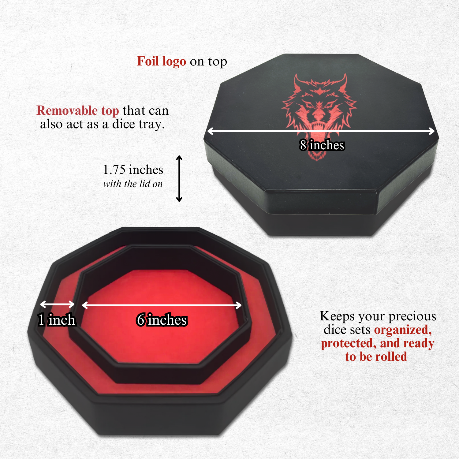 Red Fenrir Tray of Holding™ Dice Tray by Norse Foundry