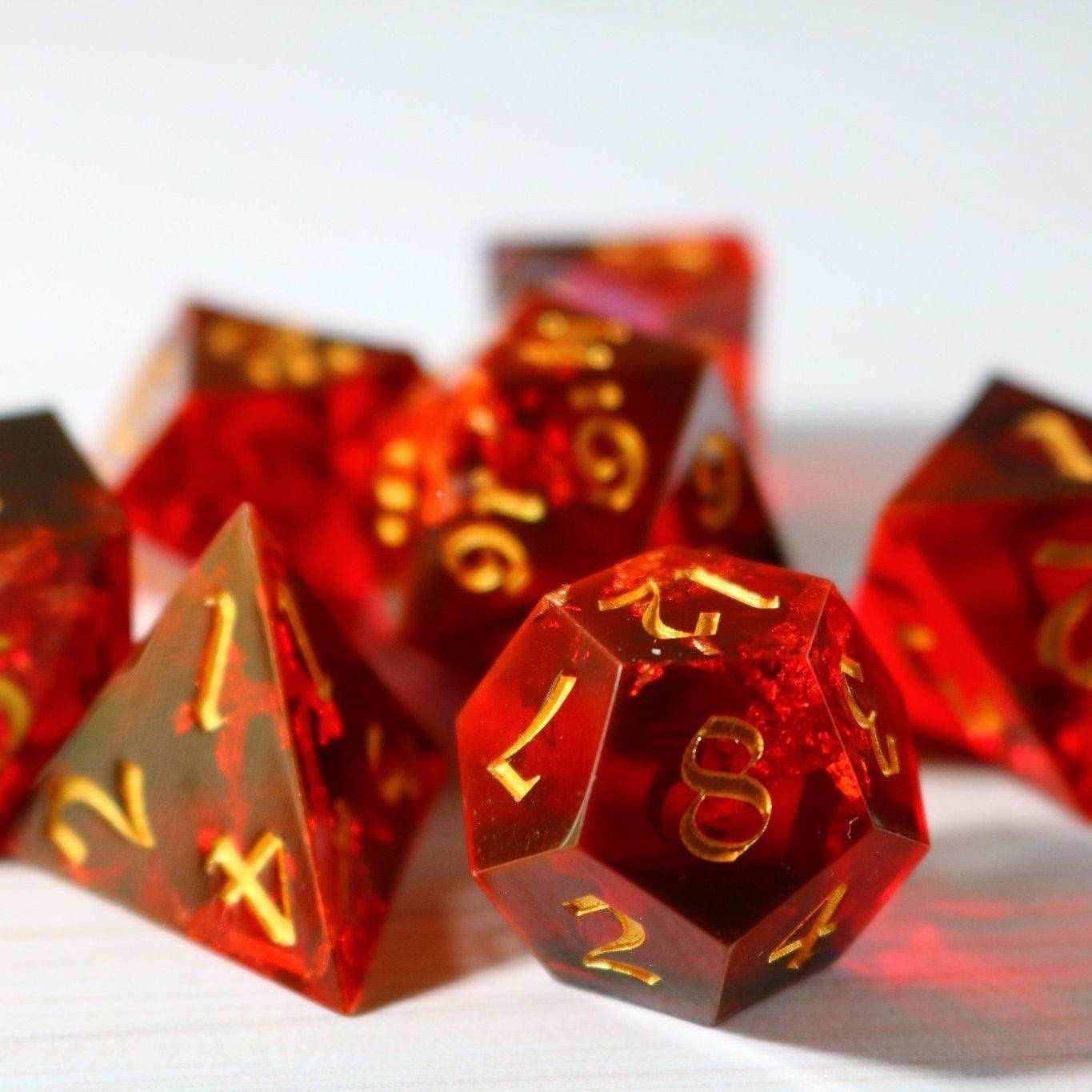 Red Smoke Handmade Sharp Edge Resin DND Dice Set - Only 1 D20