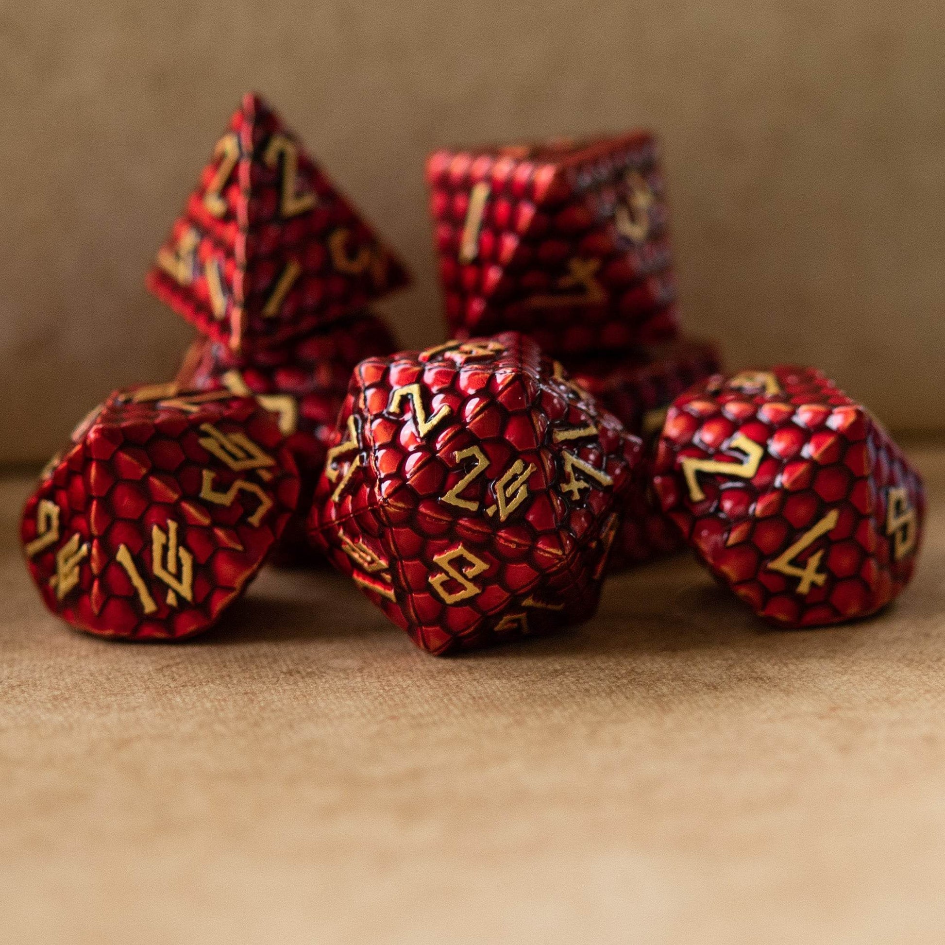 Red Dragon's Egg Metal Dice Set - 