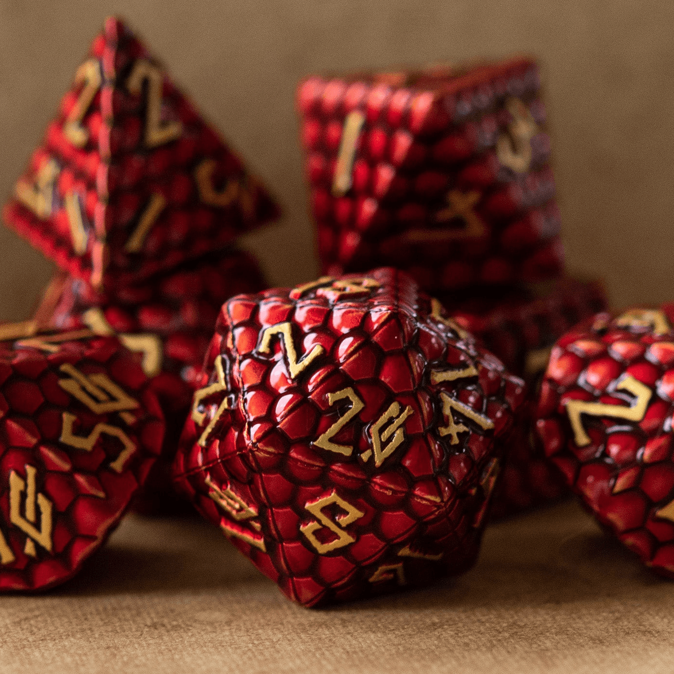Red Dragon's Egg Metal Dice Set - 