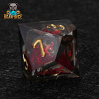 Red Liquid Core Resin D10 Dice Set + Gold Numerals (D10 Dice)