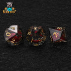 Red Liquid Core Resin D10 Dice Set + Gold Numerals (D10 Dice)