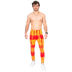 Red and Yellow Tie-Dye Wrestling Legging Tights Pants