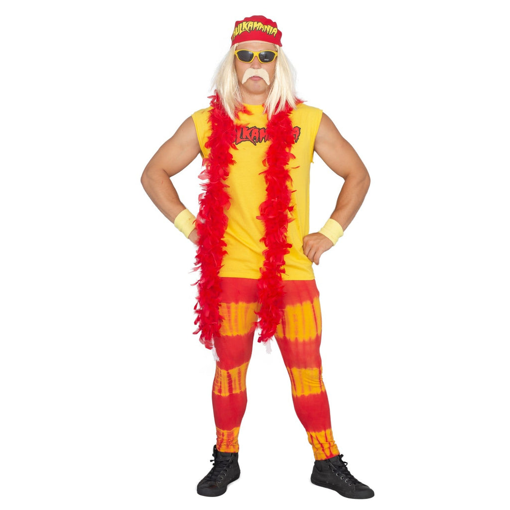 Red and Yellow Tie-Dye Wrestling Legging Tights Pants