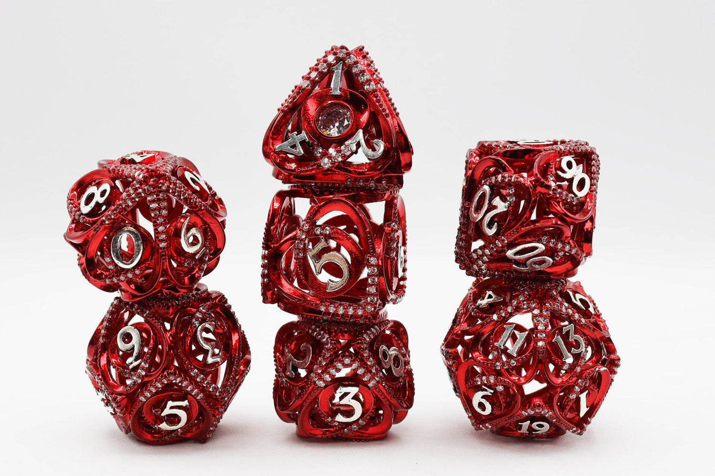 Hollow Hearts: Jeweled Red - Metal RPG Dice Set - 