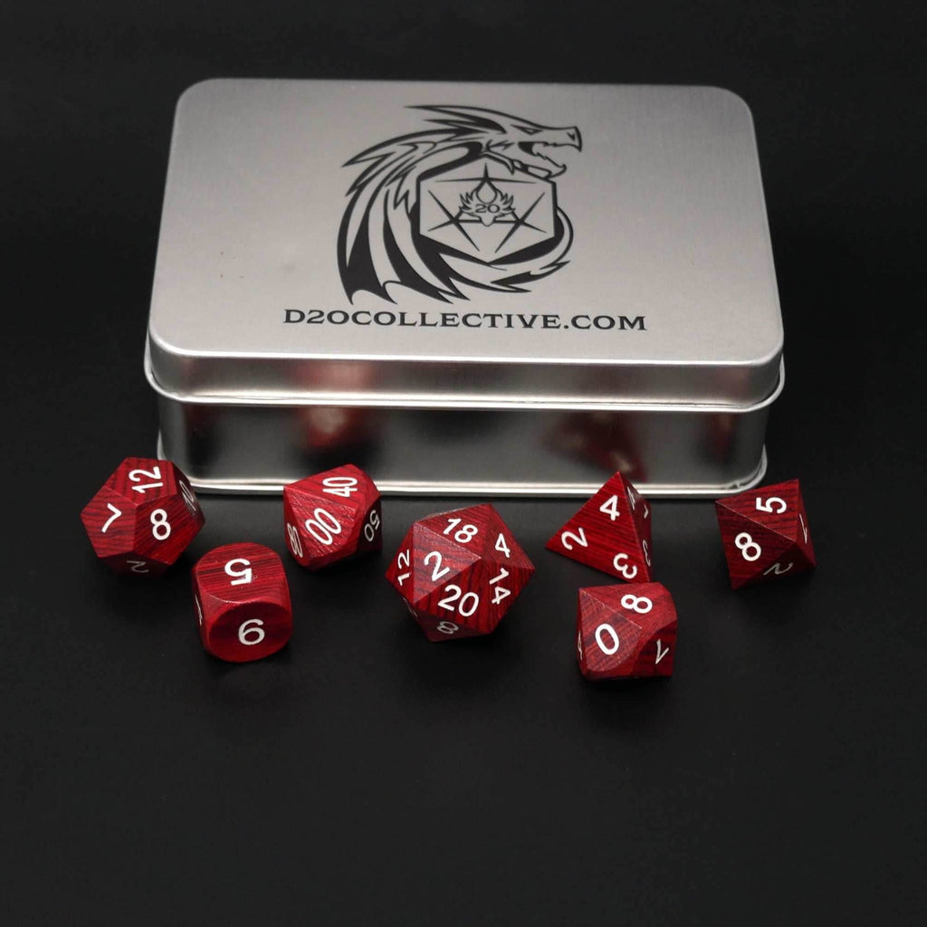 Redwood Forest - 7 Piece DnD Dice Set | Wood RPG Gaming Dice - 