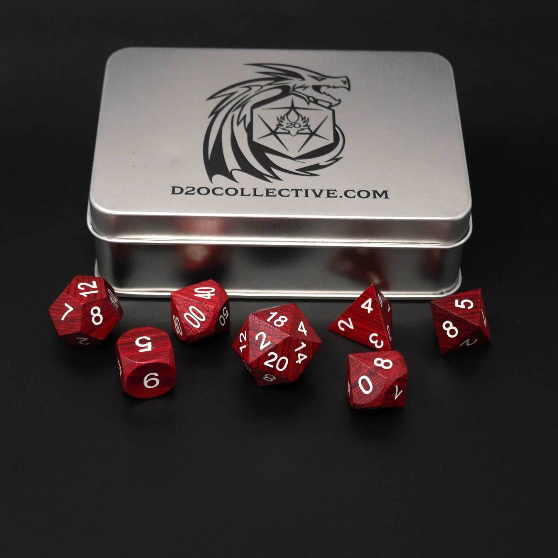 Redwood Forest - 7 Piece DnD Dice Set | Wood RPG Gaming Dice - 