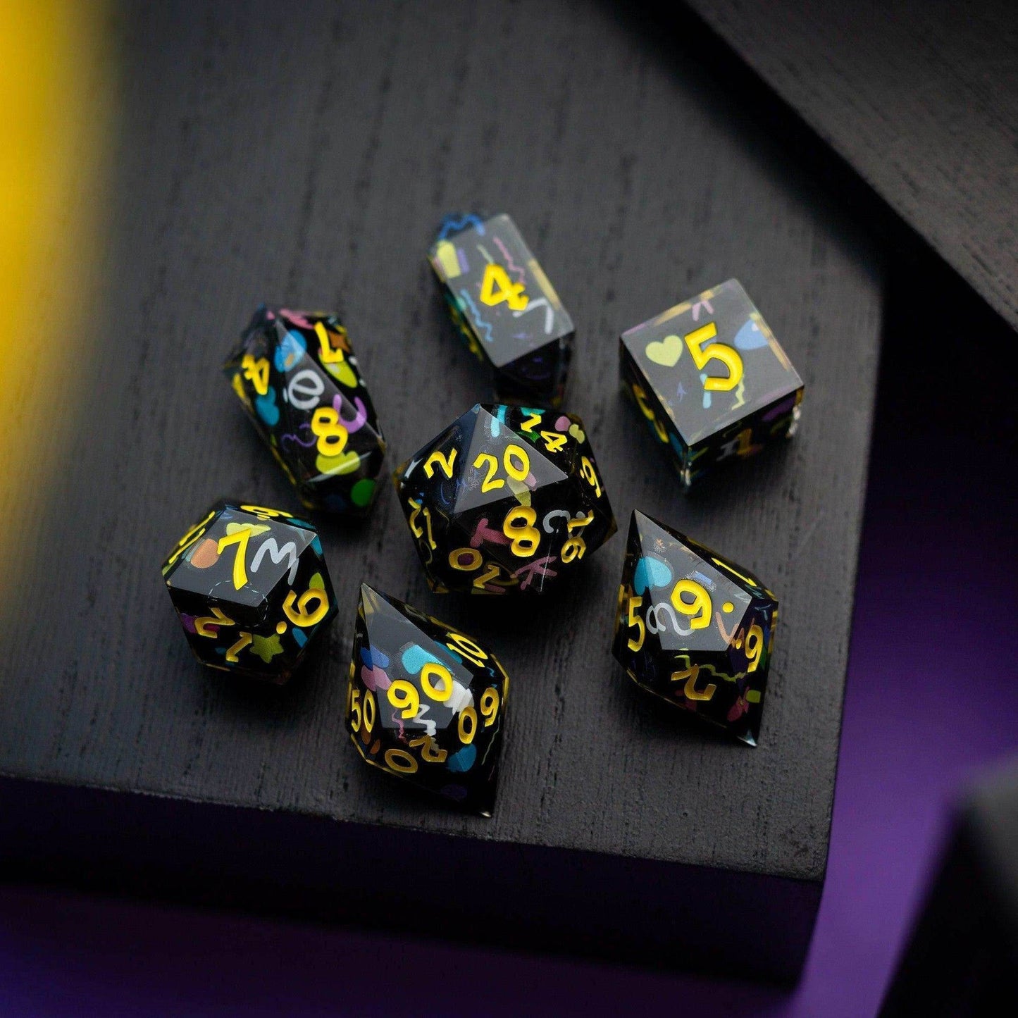 Retro Handmade Resin DND Dice Set - Full Set And Free Dice Box