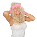 Retro 80s Aerobics Instructor Deluxe Halloween Cosplay Costume Wig and Headband Set