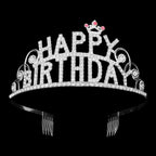 Rhinestone Paved HAPPY BIRTHDAY Message Princess Tiara
