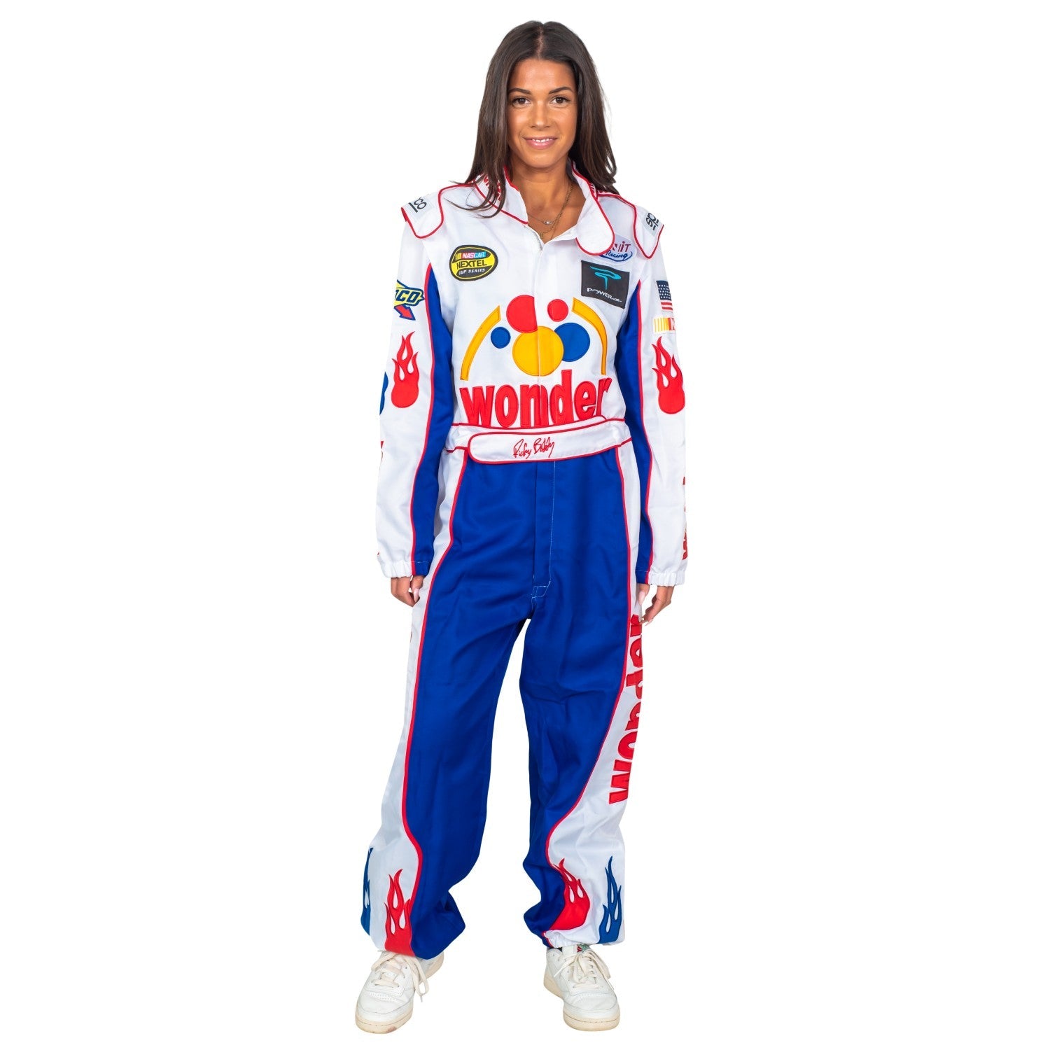 WonderBread Jumpsuit: Ricky Bobby Race Driver Costume Mashup (No Embroidery) for Adult Halloween Cosplay