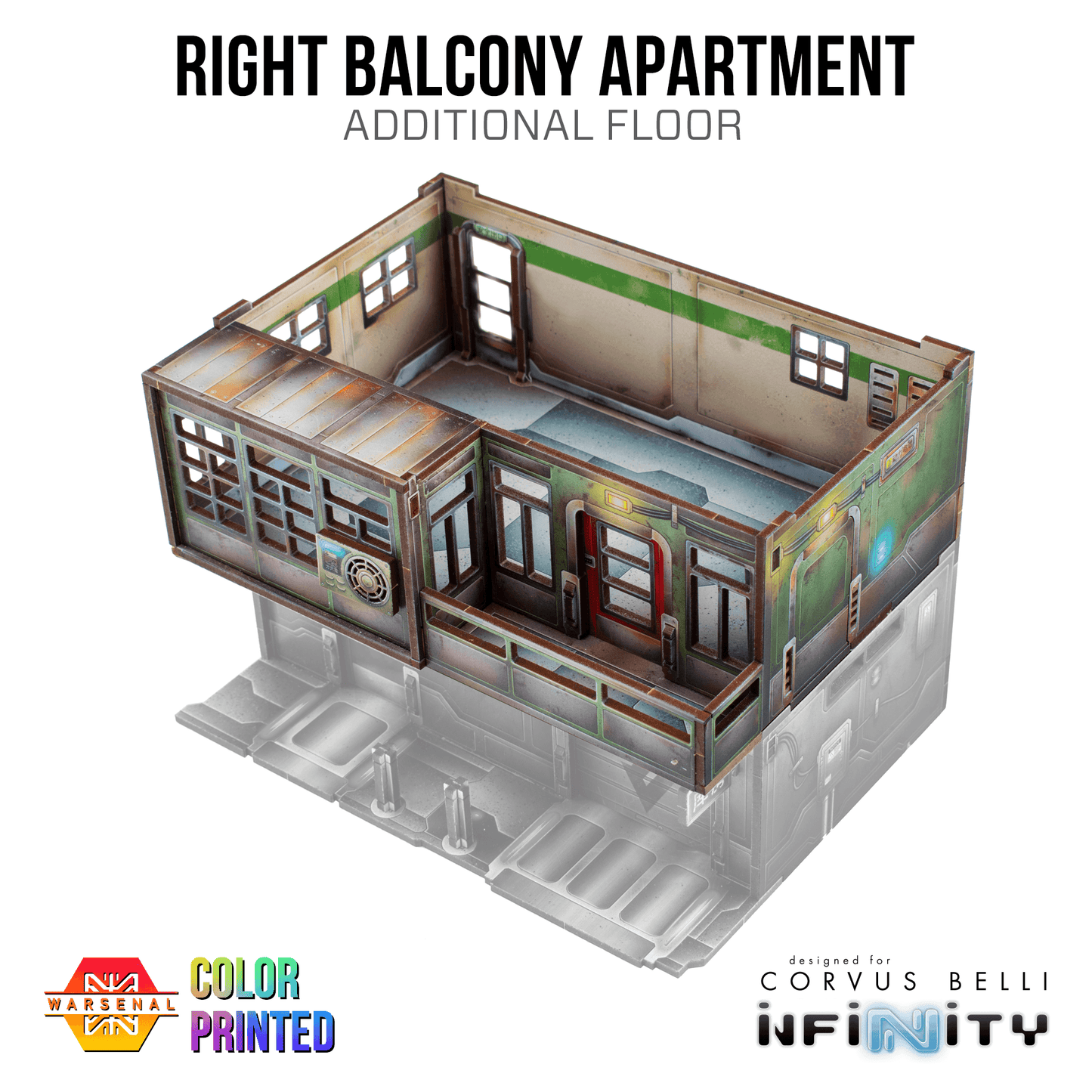 Xiguan Components - Additional Floors - Right Balcony Apartment / Color Printed