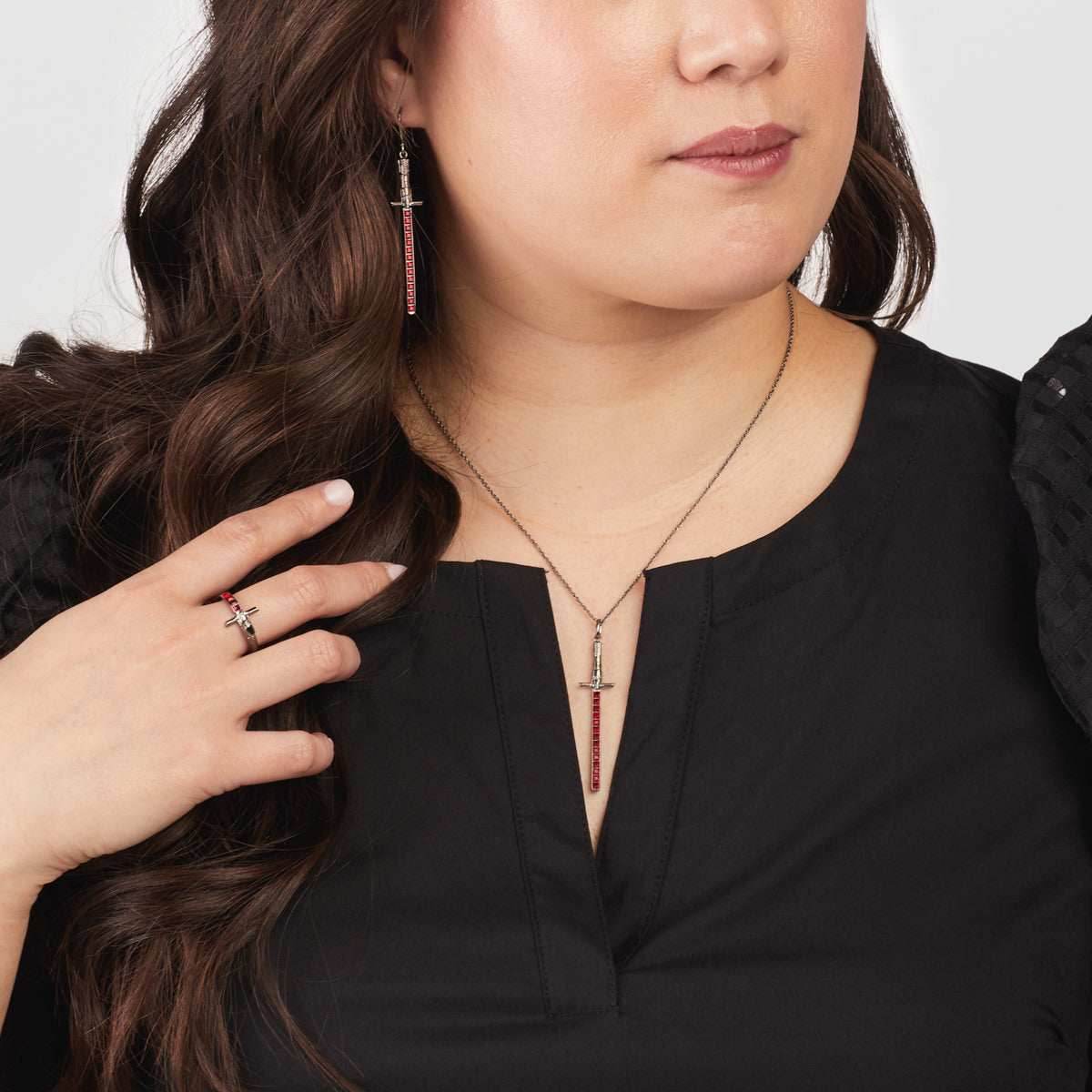 Star Wars X RockLove Kylo Ren Crystal Lightsaber Earrings - 