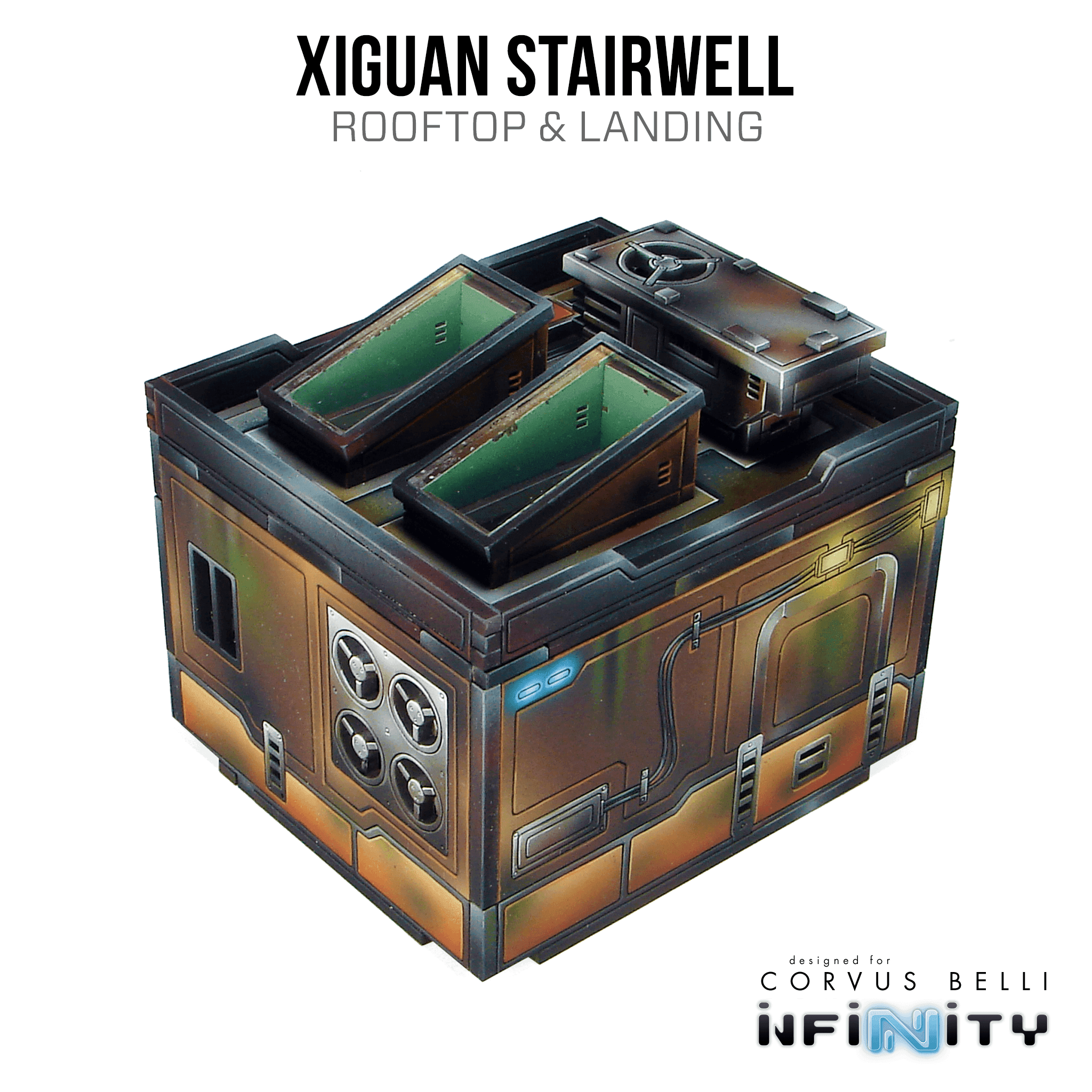 Xiguan Components - Stairwell - Rooftop & Landing / Bare MDF