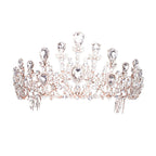 Crystal Teardrop Detail Bubble Stone Pave Marquise Tiara