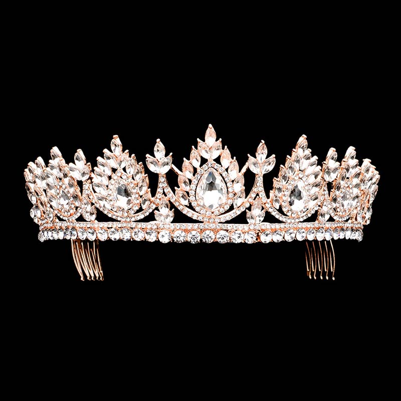 Teardrop Accented Marquise Stone Cluster Princess Tiara