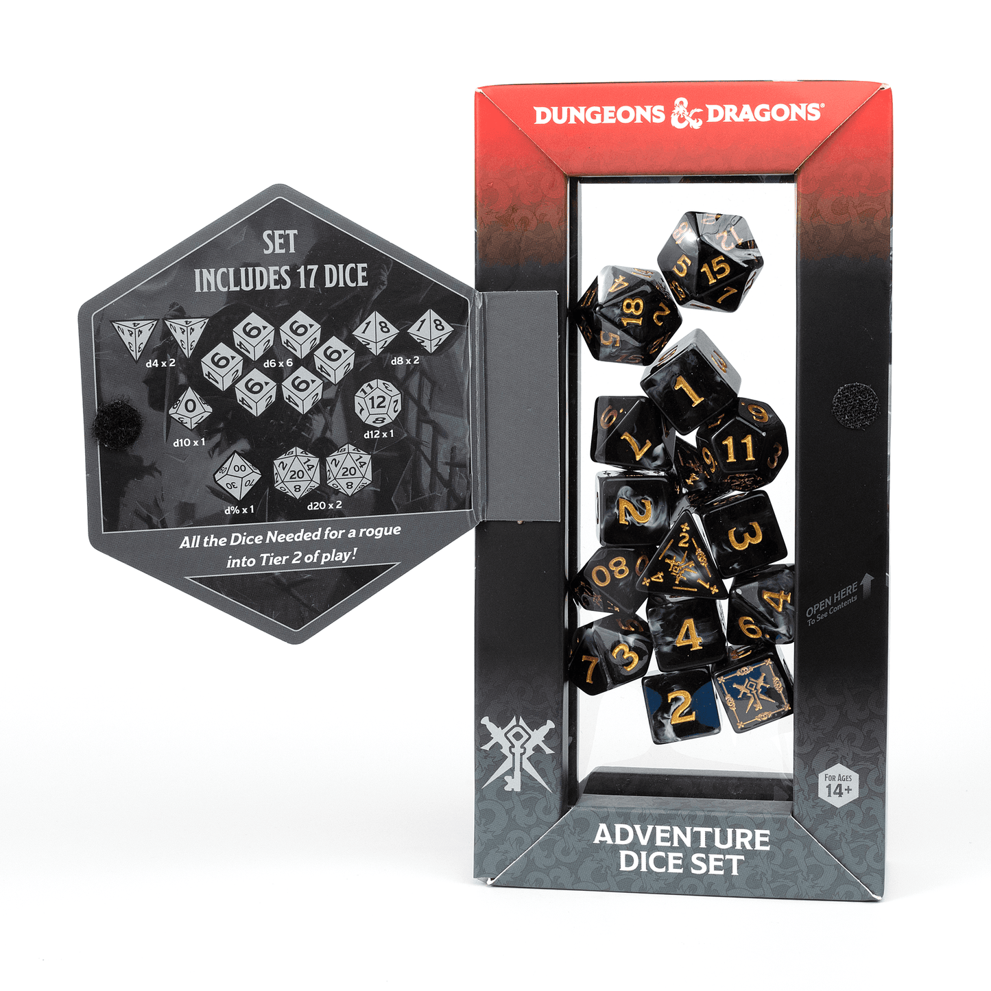 D&D Adventure Dice Set - Rogue Edition | Black 15pc Collection - 