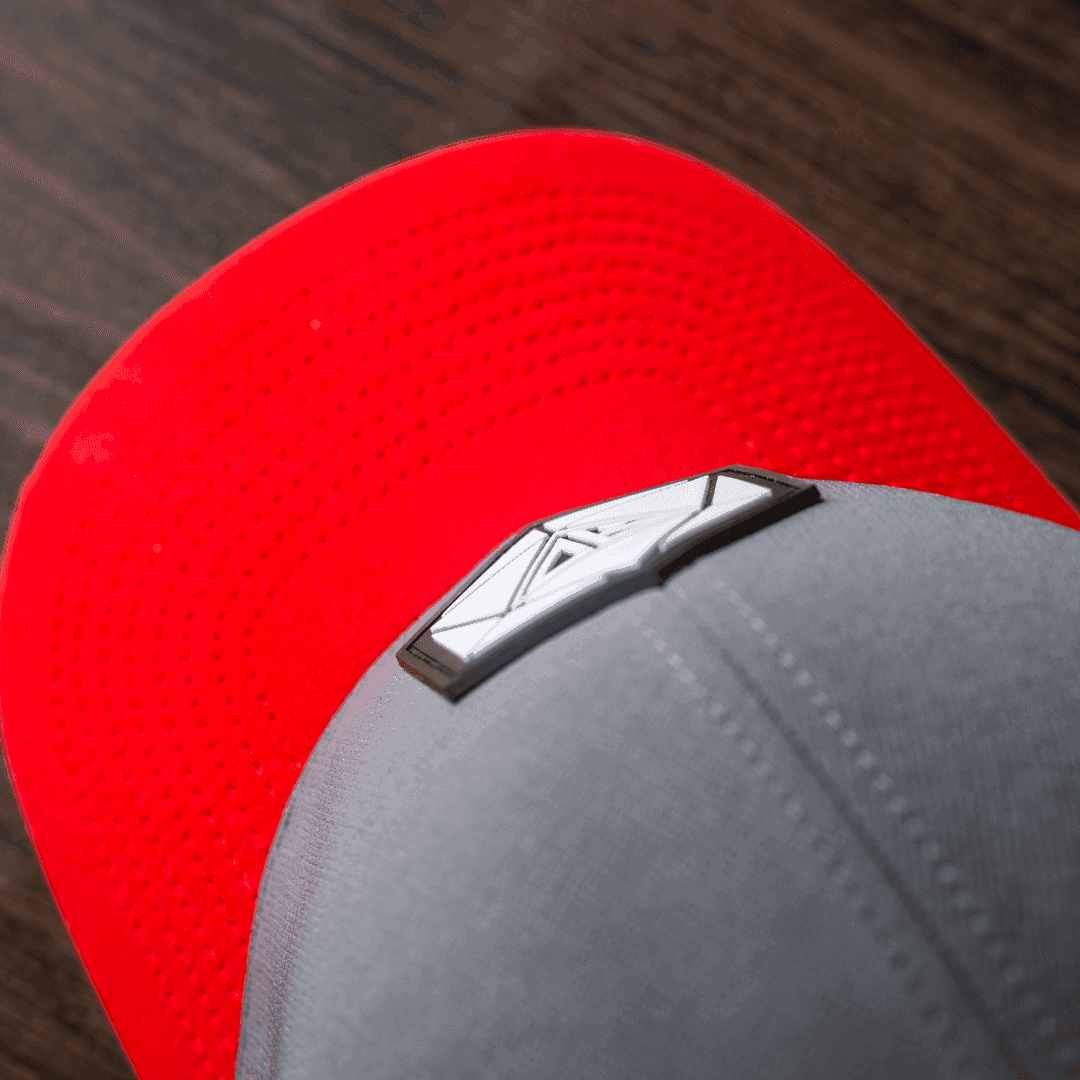 Runic D20 Snapback Hat | RPG Dice Cap for DND & Tabletop Gamers - Red Brim DND Hat