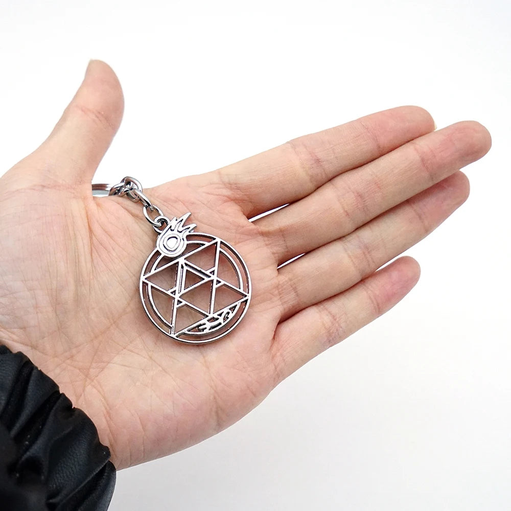 Llavero Fullmetal Alchemist con círculo mágico, llavero con anilla para llaves, llaveros de moda para hombres y mujeres, accesorios de juego, llavero de coche