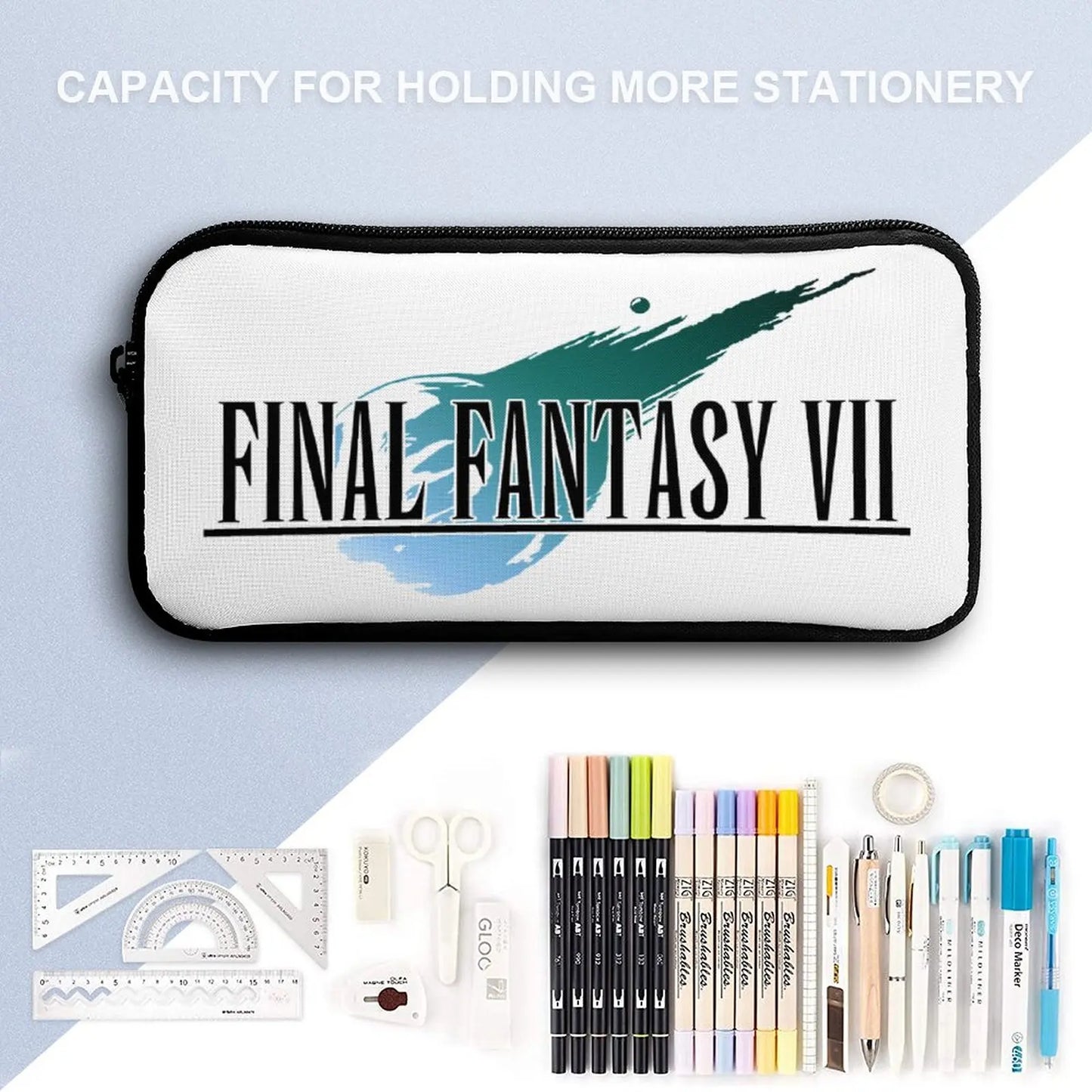 Juego 3 en 1 Mochila de 17 pulgadas Bolsa de almuerzo Bolsa para bolígrafos Final Fantasy VII Sudadera con capucha a la venta Bolsa de almuerzo duradera Deportes cómodos