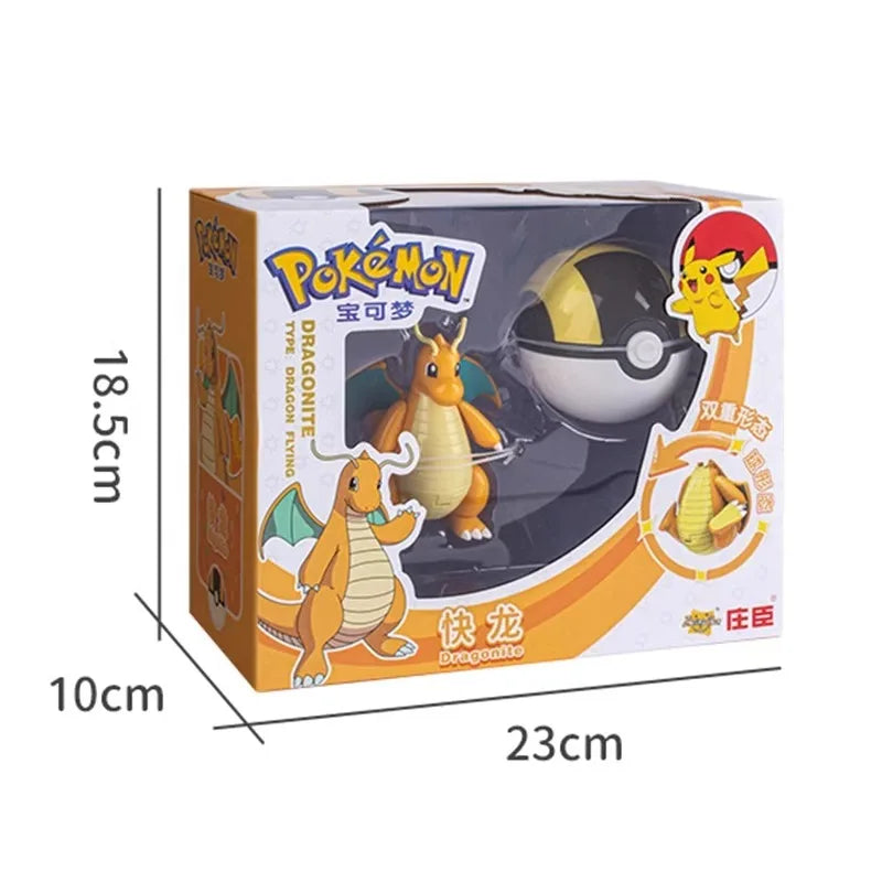 Pokemon Pokeball Anime Figures Toys, Pikachu Gengar Dragonite Snorlax Lapras Pocket Pokeball Toys