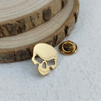 New skull men's lapel pin, 316L stainless steel gold-plated badge, black brooch for suit accessories, gift for father