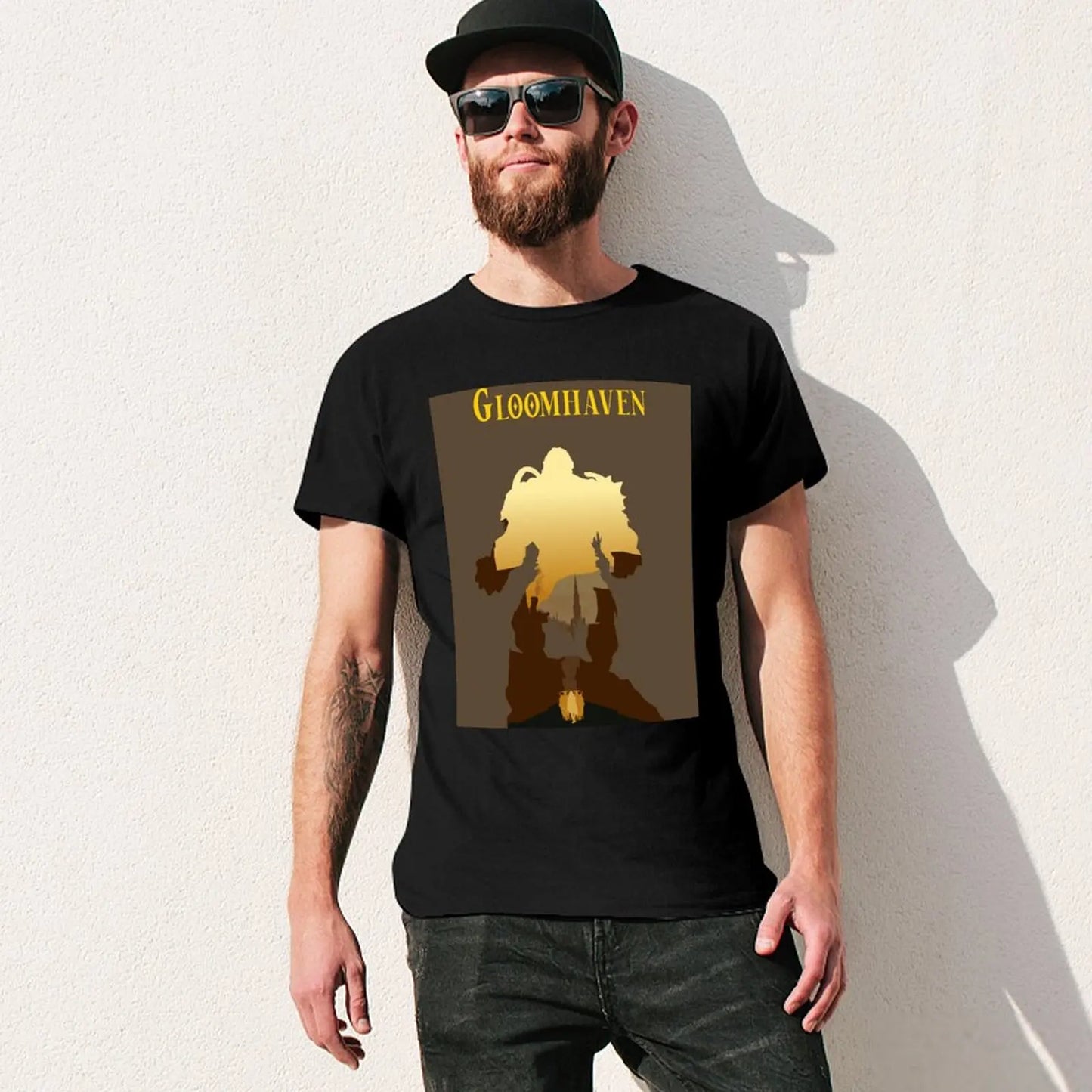 Gloomhaven Cragheart-Style d'affiche de Silhouette minimaliste-T-shirt d'art de jeu de société surdimensionné t-shirts lourds pour hommes