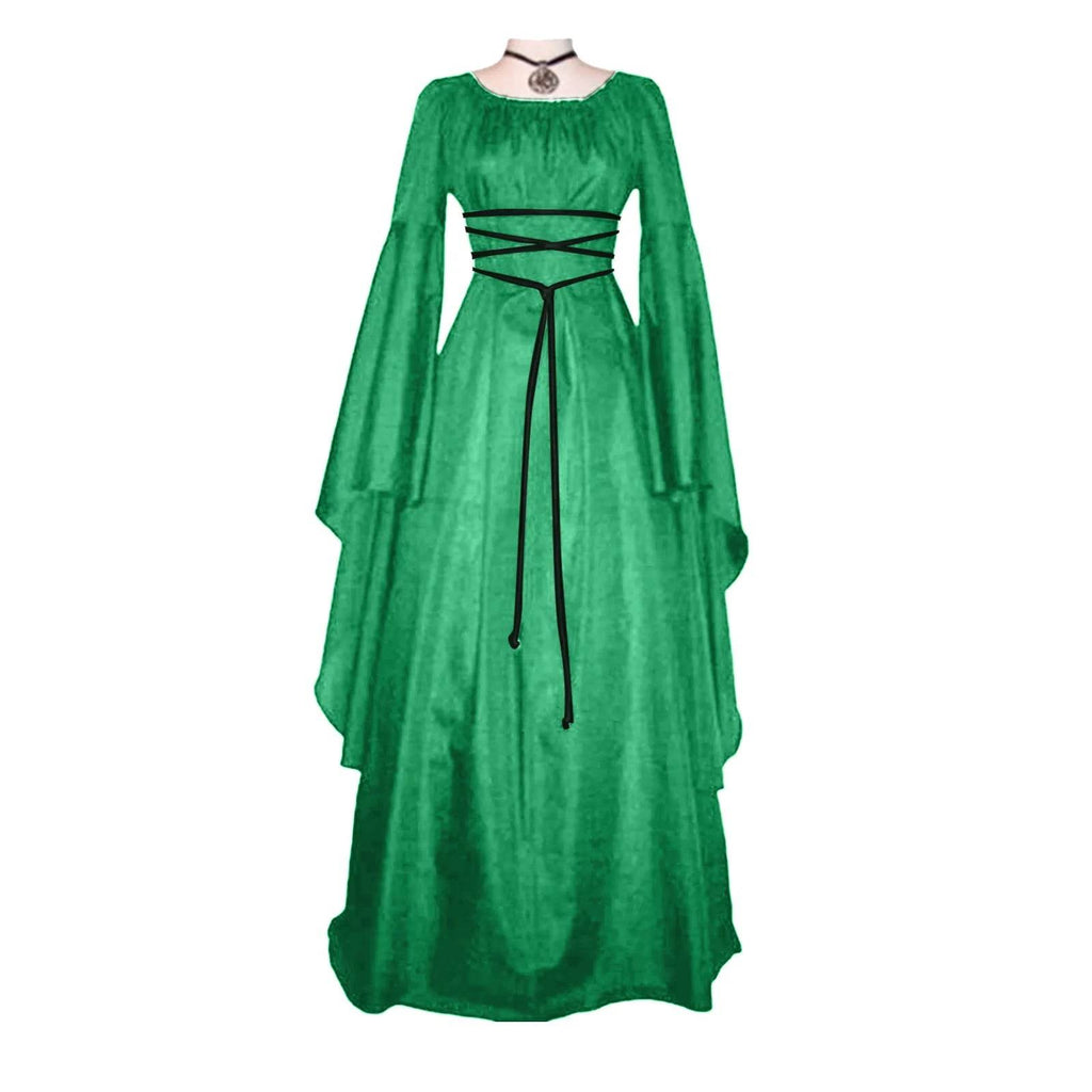 Medieval Gothic Style Retro Cosplay Clothing Long Sleeved Dress Women's Party Dress Mardi Gras Stage Performance Costumes - Green / S / United States