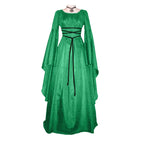 Medieval Gothic Style Retro Cosplay Clothing Long Sleeved Dress Women's Party Dress Mardi Gras Stage Performance Costumes - Green / S / United States