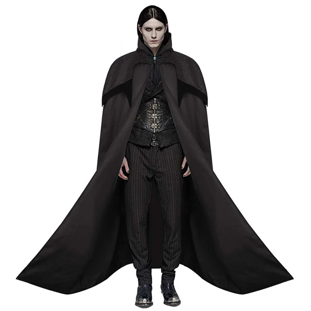 Halloween Medieval Men Cosplay Knight Pirate Costumes Gothic Retro Hooded Cloak Capes Vampire Long Robes Carnival Dress Up Party