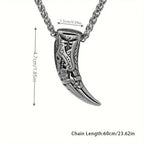 Vintage Titanium Steel Nordic Mythology Spiritual Viking Necklace Men Wolf Teeth Necklace for Men Amulet Jewelry