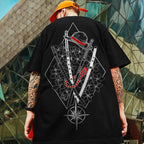 🗡️  3D Samurai Knife Print Oversized T-Shirt