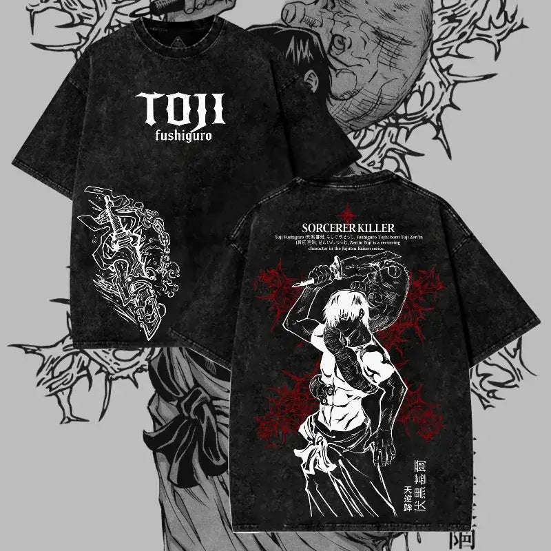 Dark Manga Pattern T-Shirt Japanese Anime Streetwear