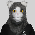Movable Mouth Cat Mask – Realistic Full Head Cat Cosplay Mask