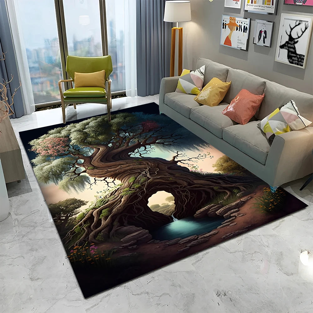 Viking Norse Yggdrasil Tree of Life Carpet Rug for Home Living Room Bedroom Sofa Doormat Decor,Kid Area Rug Non-slip Floor Mat