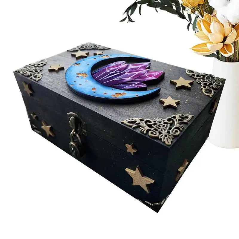 Halloween Wood Storage Bins Wood Crate Candy Container Key Hider Wooden Jewelry Box Decorative Storage Portable Treasure
